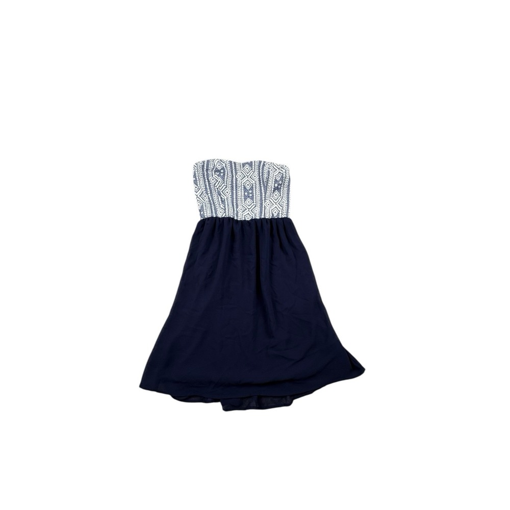 Xhilaration Strapless Dress XS Navy Blue‎ Tribal Boho High Low Summer